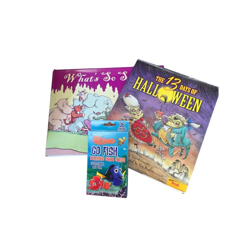Lot of 2 Hardcover Children's Books With Dust Cover and "Go Fish: Cards See Desc